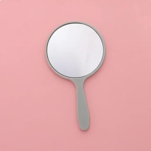 Portable Circular Makeup Mirror with Long Handle Black