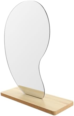 SOLUSTRE Irregular Wooden Stand Makeup Mirror