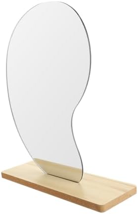 MAGICLULU Aesthetic Desktop Mirror with Wooden Stand 1