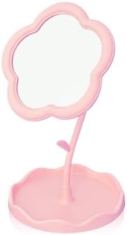 Elegant Pink Vanity Mirror with Flower Design
