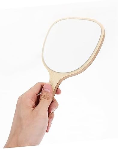 Beaupretty Wooden Handle Travel Mirror with Stand
