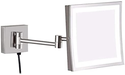 DEIHGE 8 Inch LED Brass Makeup Mirror with 360 Rotation