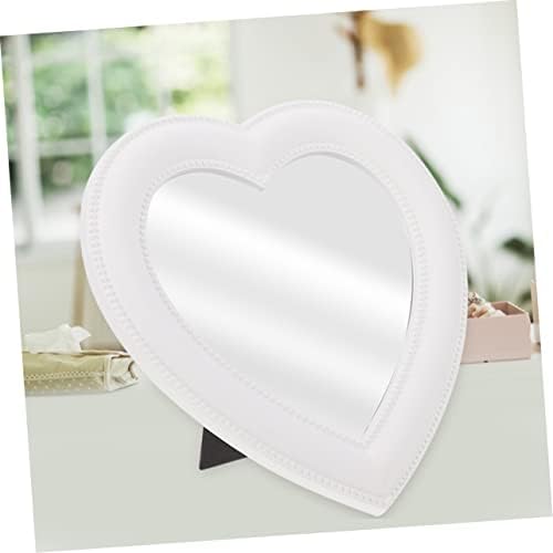 CRILSTYLEO Heart Shaped Makeup Mirror 2pcs Wall Mount Tabletop White Pink