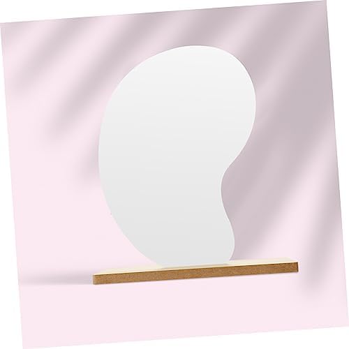 Healifty Wooden Base Desktop Cosmetic Mirror 1