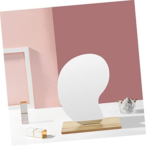 Healifty Wooden Base Desktop Cosmetic Mirror 1