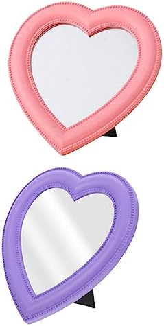 2Pcs Heart Shaped Makeup Mirror Wall Mounted Desktop Use