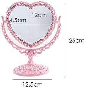 Lithx 2-Sided Heart Shaped Desktop Mirror with 360 Rotation - Pink