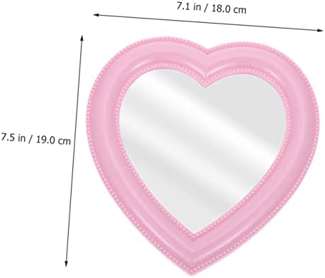 CRILSTYLEO Heart Shaped Makeup Mirror 2pcs Wall Mount Tabletop White Pink