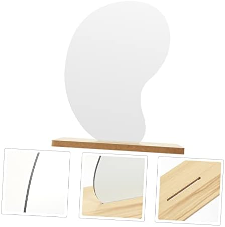 Luxshiny Stylish Desktop Vanity Mirror with Wooden Stand Frameless Design