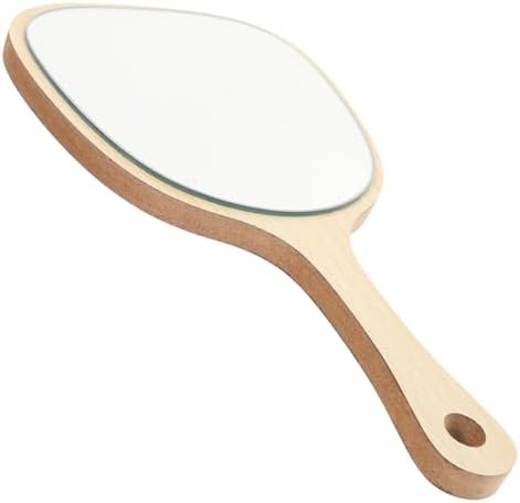 Beaupretty Wooden Handle Travel Mirror with Stand