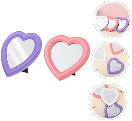 2Pcs Heart Shaped Makeup Mirror Wall Mounted Desktop Use