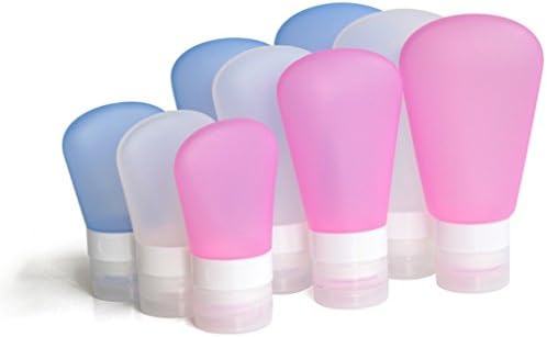 3 Pack Food Grade Squeeze Silicone Travel Bottles - 125OZ Pink White Blue