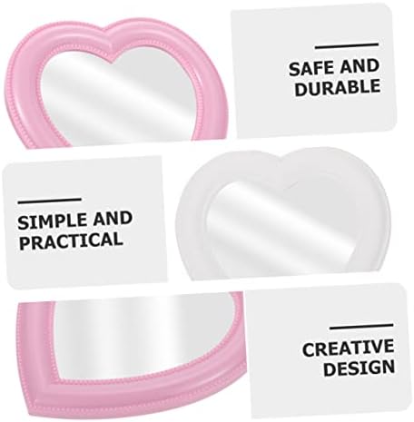 CRILSTYLEO Heart Shaped Makeup Mirror 2pcs Wall Mount Tabletop White Pink