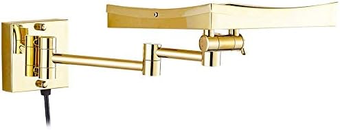 FUDGIO Wall Vanity Mirror 85 Inch Brass 3X Magnifying Lighted Foldable