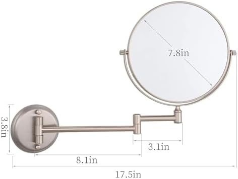 Wall Mounted Lighted Makeup Mirror with Nickel Finish and 360 Swivel