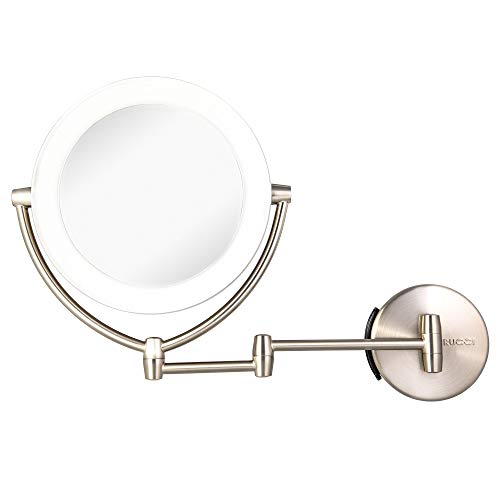 Rucci Wall Mount LED Lighted Makeup Mirror with 1x and 10x Magnification