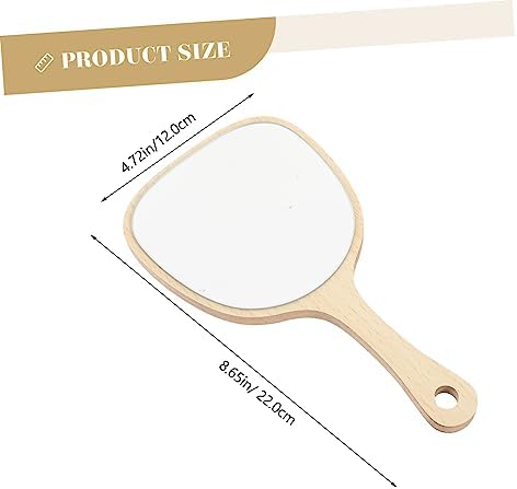 Beaupretty Wooden Handle Travel Mirror with Stand