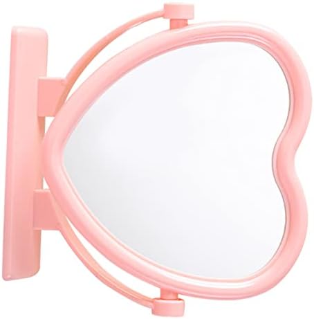 Heart Shaped Double Sided Makeup Mirror Compact Tabletop