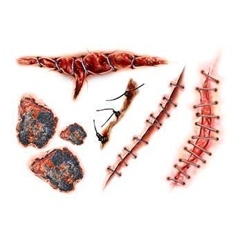Halloween Realistic Temporary Face Tattoo Kit - 3D Stitches 3 Sheets