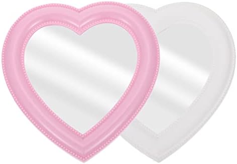 2pcs Heart-Shaped Makeup Mirror for Desktop Wall Mount Use