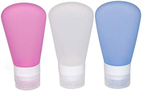 3 Pack Food Grade Squeeze Silicone Travel Bottles - 125OZ Pink White Blue
