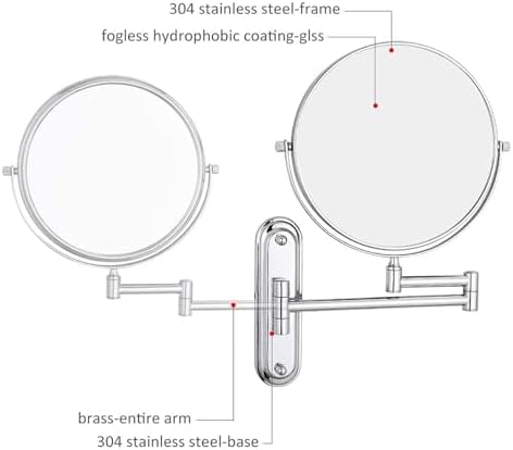 Touch Sensor Wall Mounted Lighted Makeup Mirror with 5X Magnification