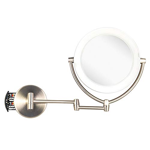 Rucci Wall Mount LED Lighted Makeup Mirror with 1x and 10x Magnification