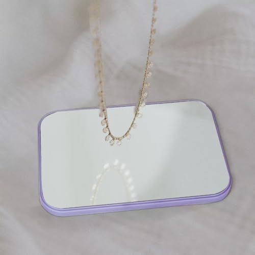 8 Inch Travel Makeup Mirror with Stand and Wall Hanging Purple