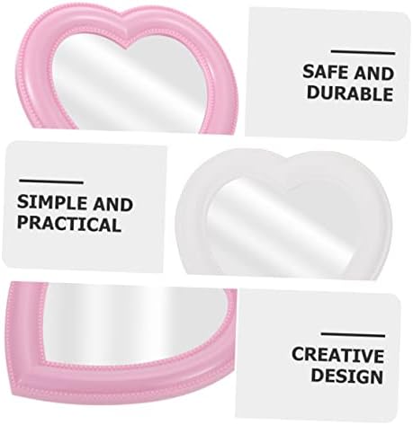 2pcs Heart-Shaped Makeup Mirror for Desktop Wall Mount Use