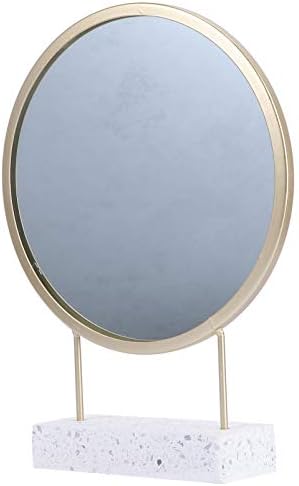 EXCEART Round Mirror with Stand for Bathroom Vanity