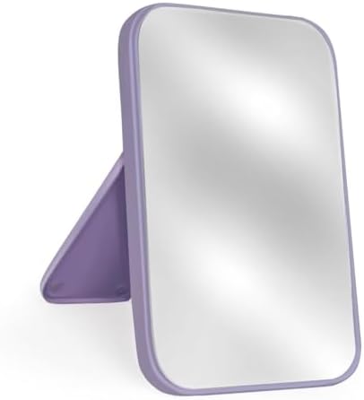 8 Inch Travel Makeup Mirror with Stand and Wall Hanging Purple
