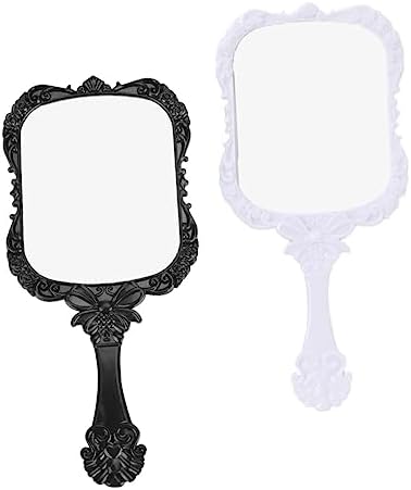 MERRYHAPY 2Pcs Handle Makeup Mirror for Travel and Home Use