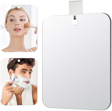 Fog-Free Shower Mirror with Shatterproof Acrylic and Hook