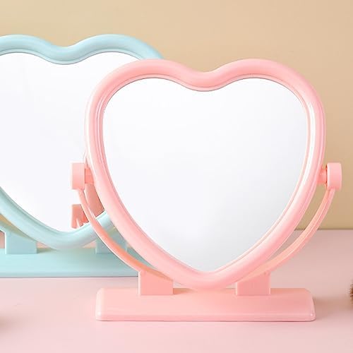 Beaupretty Portable Double-Sided Heart-Shaped Desk Mirror
