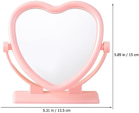 Beaupretty Portable Double-Sided Heart-Shaped Desk Mirror