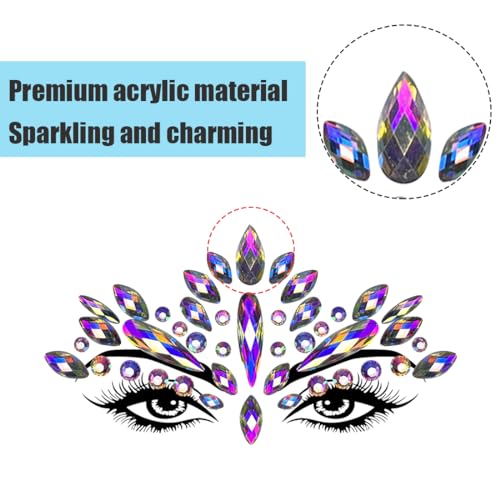 Allruyee 6-Pack Waterproof Face Gems for Parties and Carnivals
