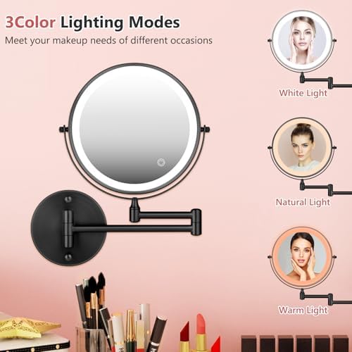 ZLOKLA 8 Inch Rechargeable Makeup Mirror with 1X10X Magnification