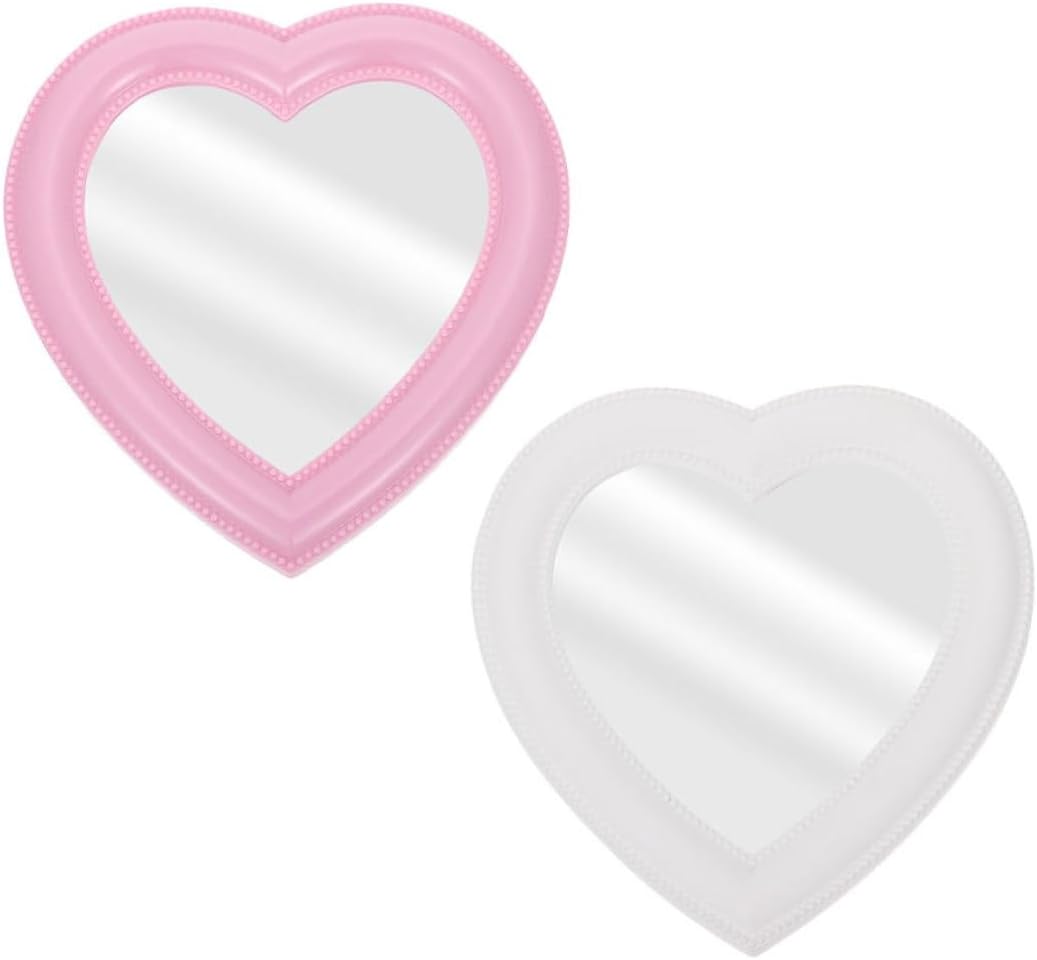 Cute Heart Vanity Mirror 2 Pack Wall Mounted Makeup Mirror