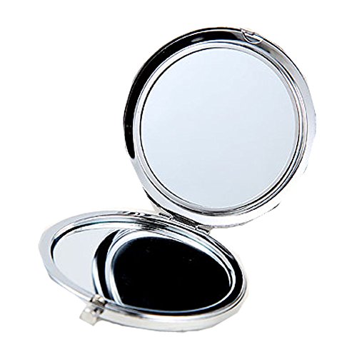 KOLIGHT Mini Portable Metal Fold Double-Sided Makeup Mirror Pink