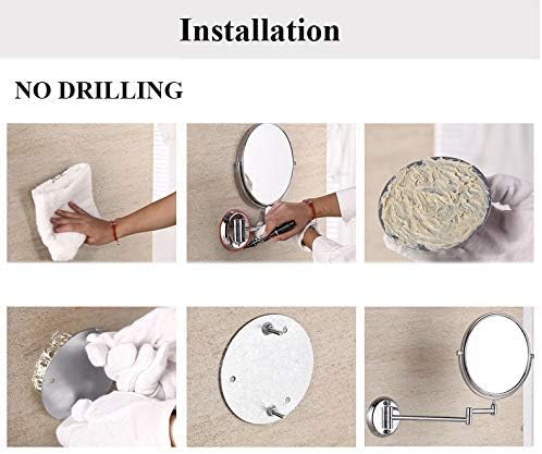 DEIHGE Wall-Mounted Makeup Mirror with LED Light and 360 Swivel