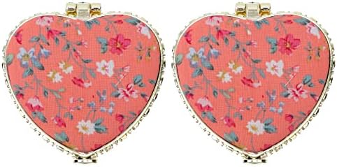 HEALLILY 2Pcs Foldable Heart Shaped Makeup Mirrors