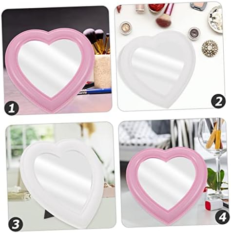 2pcs Heart-Shaped Makeup Mirror for Desktop Wall Mount Use