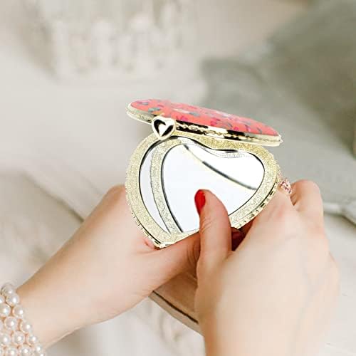 HEALLILY 2Pcs Foldable Heart Shaped Makeup Mirrors