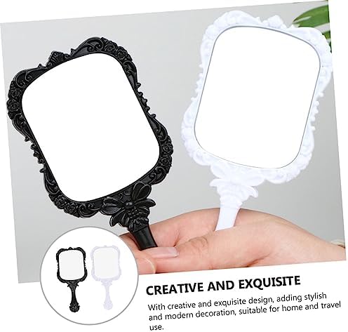 MERRYHAPY 2Pcs Handle Makeup Mirror for Travel and Home Use