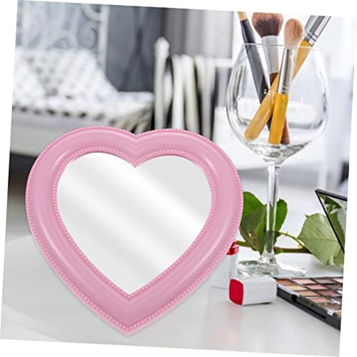 CRILSTYLEO Heart Shaped Makeup Mirror 2pcs Wall Mount Tabletop White Pink