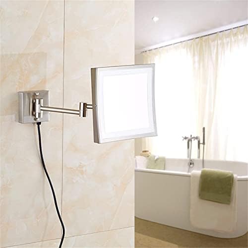 DEIHGE 8 Inch LED Brass Makeup Mirror with 360 Rotation