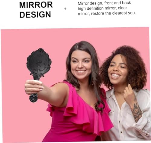 2Pcs Retro Handheld Makeup Mirror for Women