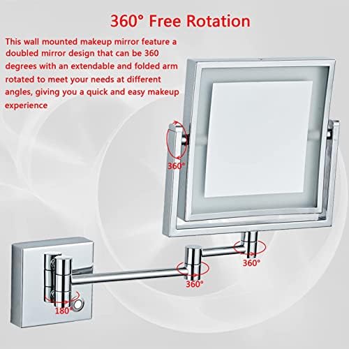 LED Wall Mounted Makeup Mirror with 360 Swivel and 3X Magnification 1