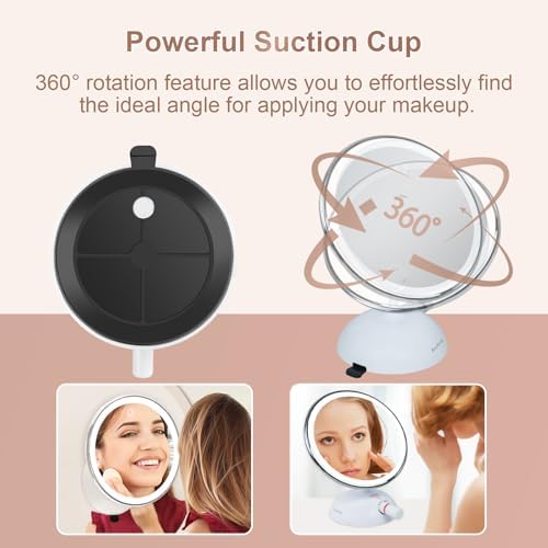 BaoNeedy 10x Magnifying Mirror with Suction Cup and 360 Swivel
