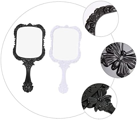 DOITOOL 2pcs Square Travel Beauty Mirror with Butterfly Carving